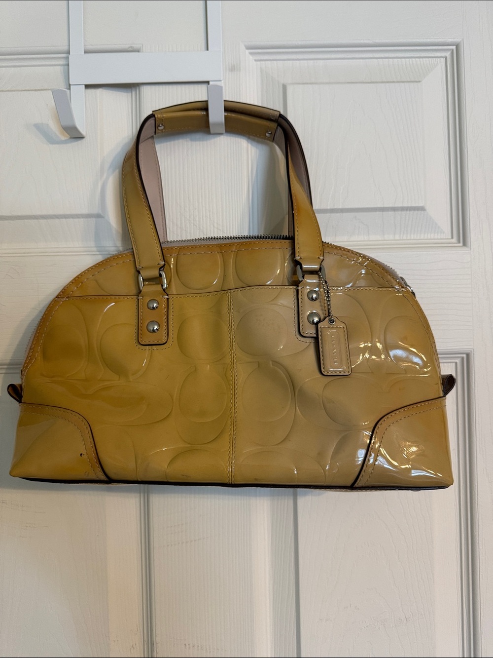 Coach Patent Satchel in Mustard Yellow Patent Leather
